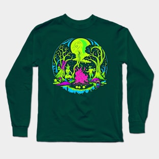 Trippy Witches' Coven in Abstract Forest Long Sleeve T-Shirt